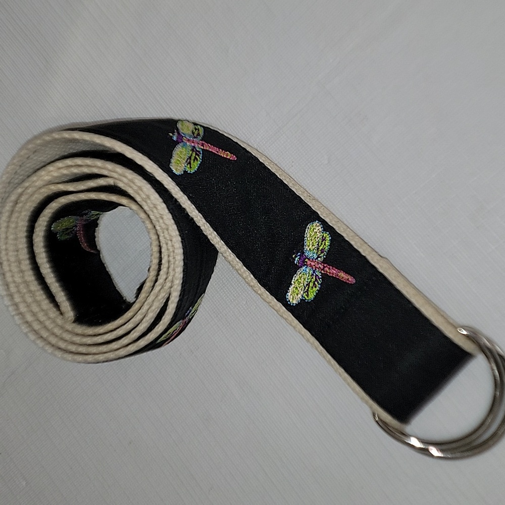 CJ Laing Cotton Embroidered Dragonfly Double Ring Belt szM  Bin6